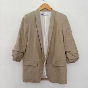 Zara Linen Blend Rolled Sleeve Blazer – Size M